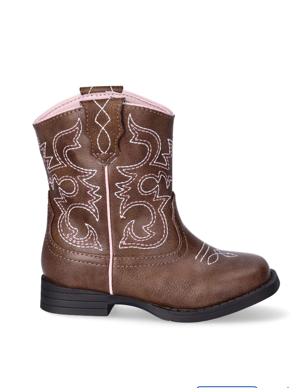 Wonder Nation Toddler Little Girl Western Cowgirl Boots Brown Pink Stitching NWT - Picture 10 of 10